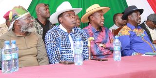 George Wajackoyah, Eugene Wamalwa, Jeremiah Kioni and Azimio leader Raila Odinga