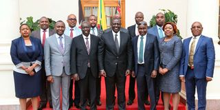 President William Ruto together with Deputy President Rigathi Gachagua and Jubilee MPs at State House