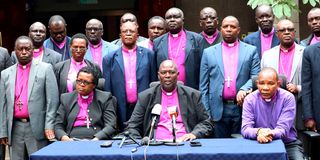 Anglican Church of Kenya led by Archbishop Jackson Ole Sapit (centre) with other clergy member