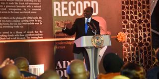 President William Ruto speaks at Serena Hotel in Nairobi