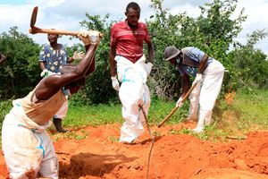 Ongoing exhumation at a mass grave inside Shakahola Forest on Friday last week.