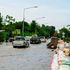 Cars on a flooded road