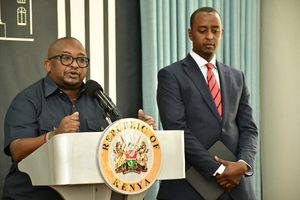 Housing PS Charles Hinga and State House spokesperson Hussein Mohamed