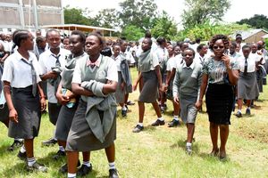 Parents picking up their children at Mukumu Girls High School in Kakamega