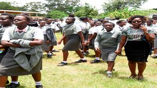 Parents picking up their children at Mukumu Girls High School in Kakamega