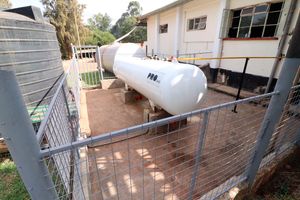 A cooking gas tank at Alliance High School on March 8, 2021. 