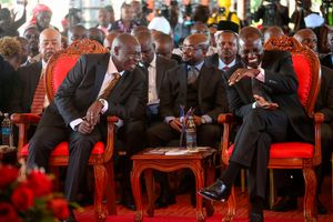 President William Ruto during the funeral service for Mukami Kimathi, wife of freedom fighter Dedan Kimathi in Njambini