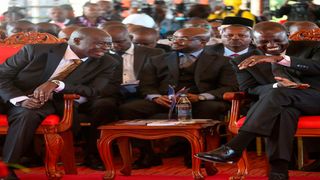 President William Ruto during the funeral service for Mukami Kimathi, wife of freedom fighter Dedan Kimathi in Njambini