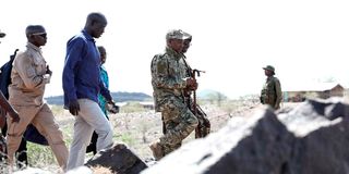 Interior Cabinet Secretary Kithure Kindiki leaves Lokori in Turkana East Constituency after addressing a public baraza