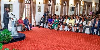 President William Ruto during the Kenya Kwanza Parliamentary Group Meeting at State House, Nairobi 