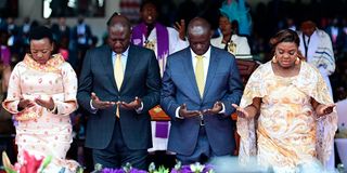 First Lady Rachel Ruto, President William Ruto, Deputy President Rigathi Gachagua and his wife Dorcas Rigathi.