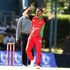 Kenya's bowler Vraj Patel celebrates a wicket 