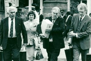 Ms Julie Ward’s father, Mr John Ward with his lawyer, Mr Byron Georgiadis