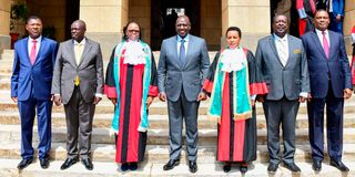 President William Ruto, Deputy President Rigathi Gachagua, Chief Justice Martha Koome, Deputy Chief Justice Philemona Mwilu