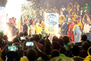 Then-Deputy President William Ruto and other Kenya Kwanza leaders during the launch of his manifesto