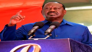 Azimio leader Raila Odinga during a press briefing at the Jaramogi Oginga Odinga Foundation offices in Nairobi