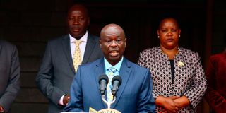 Deputy President Rigathi Gachagua during a press briefing at his Karen residence