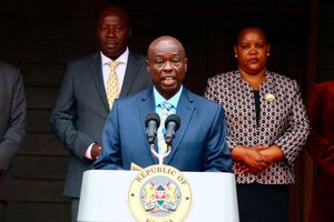 Deputy President Rigathi Gachagua during a press briefing at his Karen residence