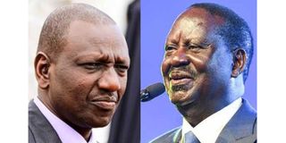 President William Ruto (left) and Azimio leader Raila Odinga. 