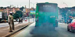 bus emitting black smoke