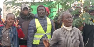 A section of demonstrators who marched on Makutano Town streets during Wednesday's Azimio demos