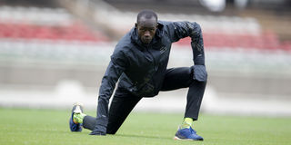 National 400 metres champion Zablon Ekwam stretches after a training session 