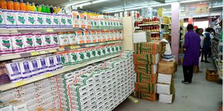 Maize and wheat flour at a supermarket on Moi Avenue, Mombasa. 