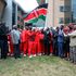 Sports Cabinet Secretary Ababu Namwamba (centre) flags off Team Kenya