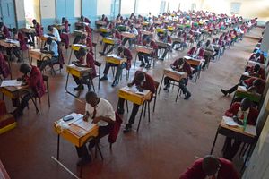 Students sit their Kenya Certificate of Secondary Education examination in 2017.