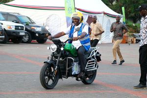 President William Ruto rides an electric bodaboda