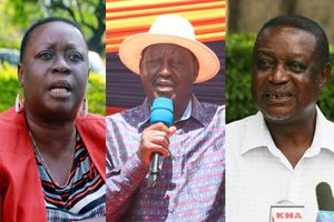 Kisumu Woman Representative Ruth Odinga, ODM leaders Raila Odinga and Siaya Senator Oburu Oginga.