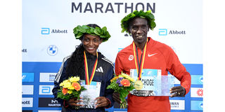 Tigist Assefa and Eliud Kipchoge