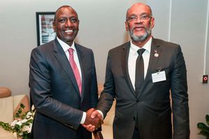 President William Ruto and Haiti Prime Minister Ariel Henry in New York, United States.