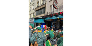 South Africa rugby fans gather at a pub