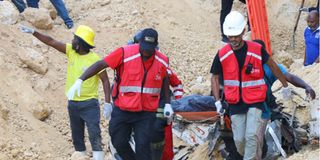 body of one of the victims of the Kashani Quarry tragedy