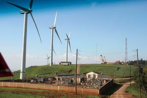 Wind turbines at the Kenya Electricity Generating Company station in Ngong Hills. 