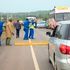 Police officers at a checkpoint in Kisumu.