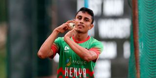 Kenya cricket team bowler Vishil Patel trains at Ruaraka Sports Club