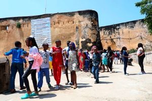 School Children on holiday at the Fort Jesus Monument in Mombasa