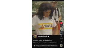 A screen grab of the 12-second Instagram reel on the legendary Michelle Mouton