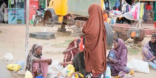 Women sell miraa in Hola Town in Tana River County.