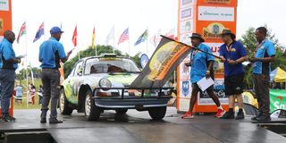 EASCR chairman Joey Ghose flags off the first car 