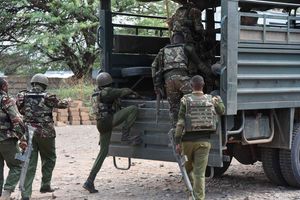 Rapid Deployment Unit officers who responded to an attack by bandits at Yatya in Baringo North, Baringo County on March 17,