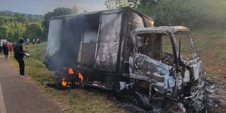 Burning lorry