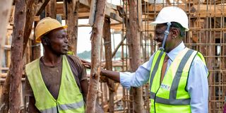 President William Ruto inspecting the on-going affordable housing project in Kibera Highrise