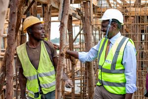 President William Ruto inspecting the on-going affordable housing project in Kibera Highrise