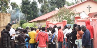 Redeemed Gospel Church, Chepareria, protesting against Pastor Timothy Siamoi on January 21, 2024