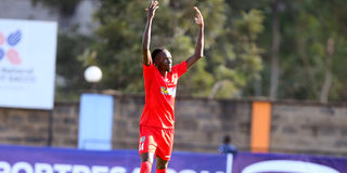 Kenya Police striker Tito Okello celebrates