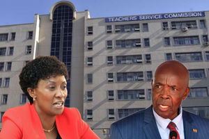 Teachers Service Commission ceo Nancy Macharia and Education Cabinet Secretary Ezekiel Machogu.