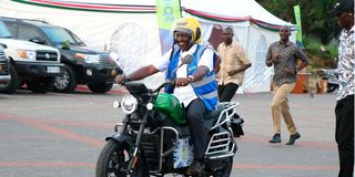 President William Ruto rides an electric bodaboda